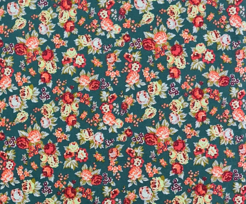 Turqoise Green With Flowers